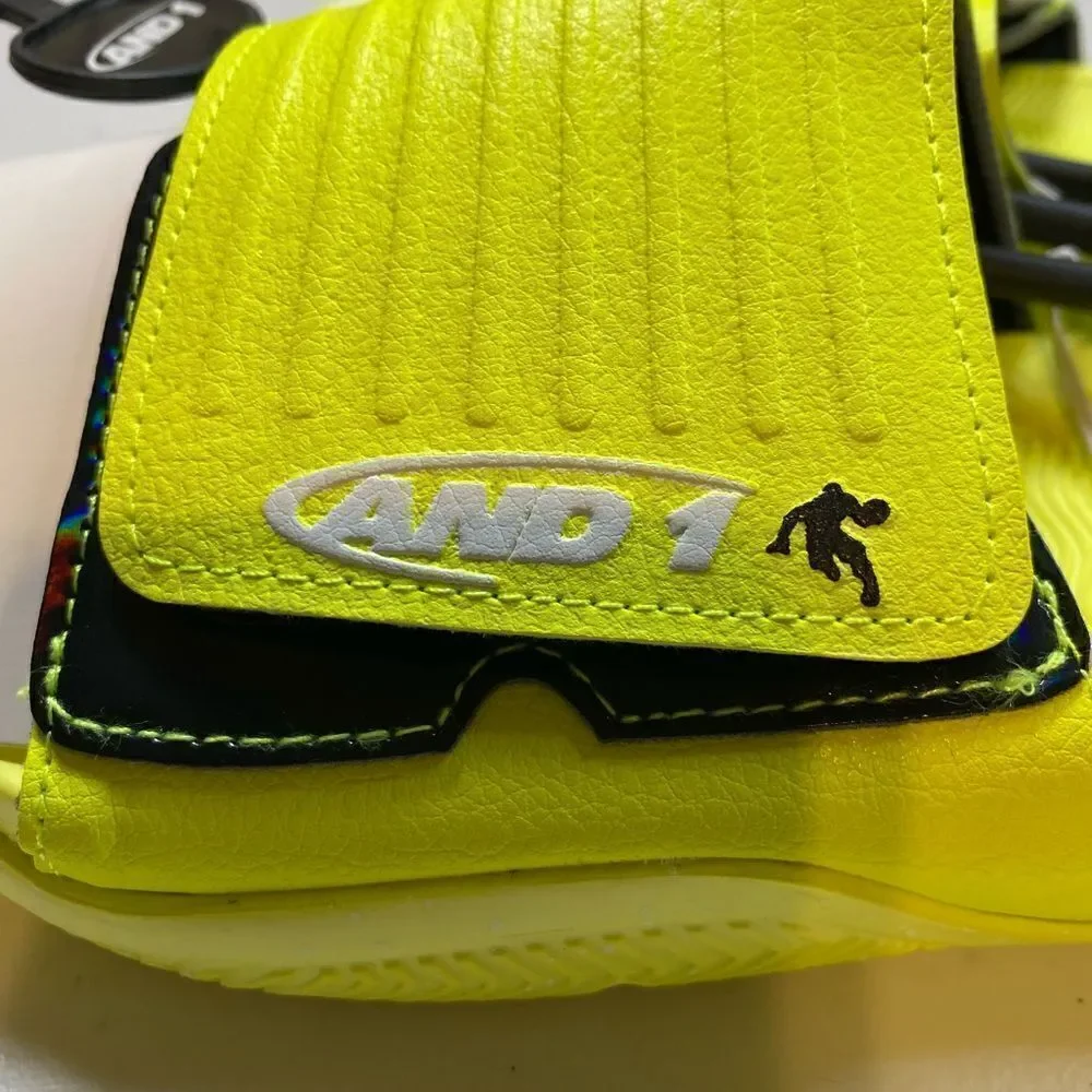 NWOB AND 1 - Youth Bright Yellow Adjustable Slip On Athletic Slides  - Size 5